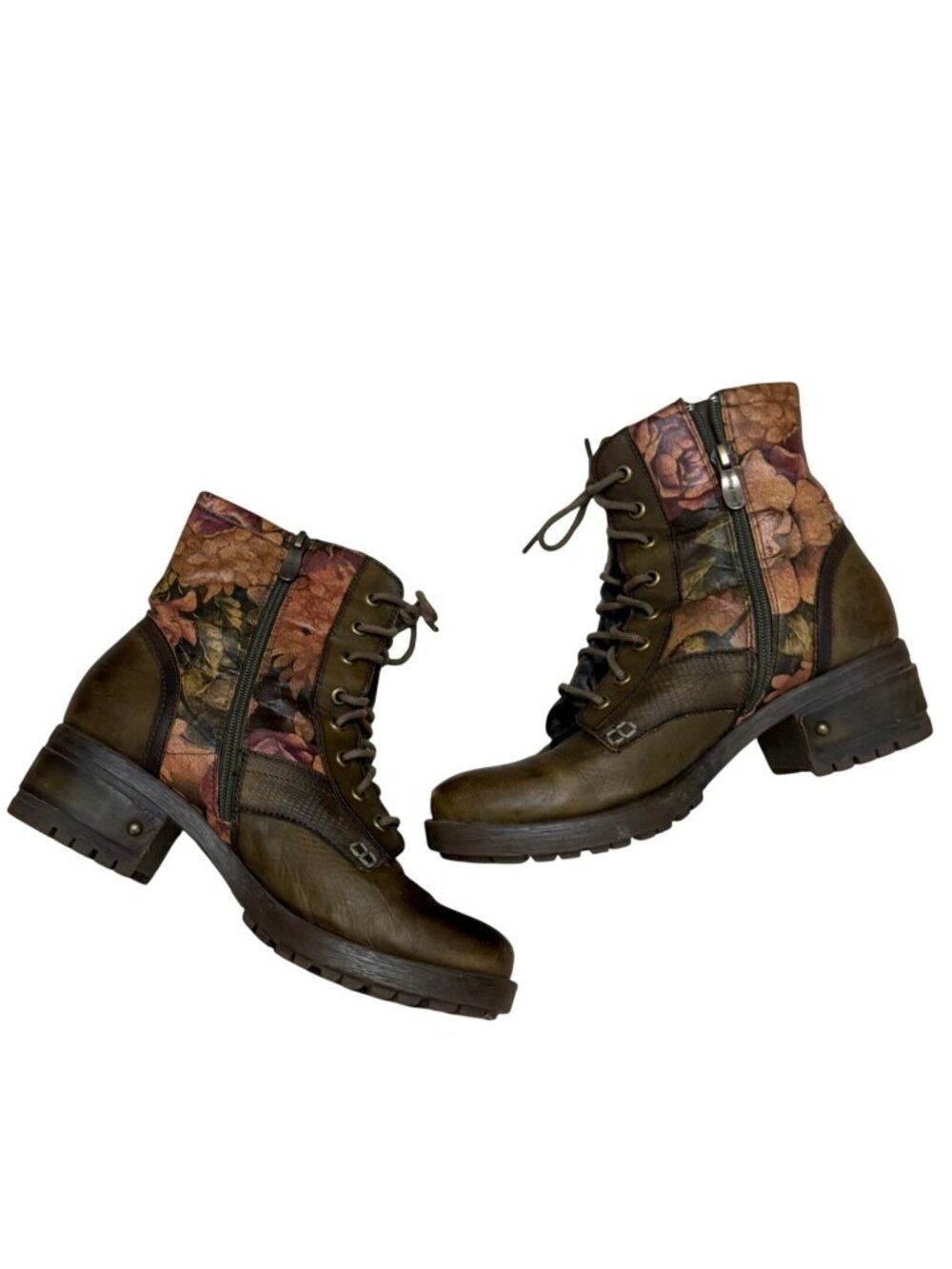 LArtiste By Spring Step Womens Floral Lace-Up Leather Boots Size 39